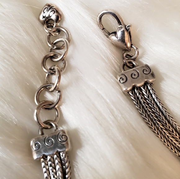 Brighton Set Lot of two Bracelets Multi strand Beads Crystal Silver Chain Bling - Picture 3 of 10